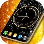 black clock wallpaper themes android application logo